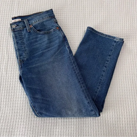 Levi's Wedgie Straight Leg Jeans Womens 32 Classic Button Fly Stretch Denim - Picture 10 of 10